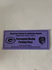 2001 GREEN BAY PACKERS VS BALTIMORE RAVENS MEDIA PARKING PASS 10-14-2001