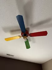 Vintage 42" Hugger Ceiling Fan Multi-Color Kids Rainbow Red Yellow Blue Green