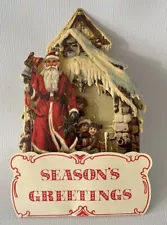 Vintage Die Cut Santa 3D Christmas Card Pop Up BLANK for You To Write In!