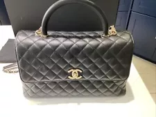 Chanel Black Caviar Maxi Flap Bag With Handle