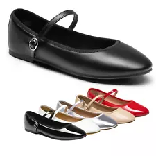 Women Mary Jane Flats Ankle Strap Close Toe Casual Comfortable Ballet Flat Shoes