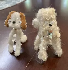 Two Old Chenille Pipe cleaner Type Dogs for Vintage Barbie/Tammy/Skipper Doll!