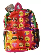 Emojis Backpack School Book Bag Pink Tote Purse NEW Pizza Emoji Happy Face