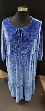 The Pioneer Woman Blue Floral Pattern Long Sleeve Velvet Dress Women's Sz XXXL