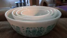 Vintage Pyrex Amish Turquoise Butterprint mixing bowls Set of Four