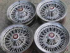 Cadillac (15"x7") Dayton Wire Wheel Rims Chrome 80x Spokes-OEM (Four Wheels Set)