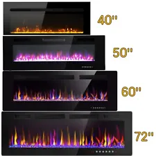 Electric Fireplace 40'' 50'' 60'' 72'' Wall Mounted Recessed Fireplace Heater