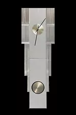 Art Deco Brushed Stainless Pendulum Wall Clock - SEE VIDEO