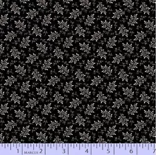 SALE - 'PEPPERY' SMALL BRANCHES ON BLACK BLENDER FABRIC - MARCUS BROS.