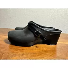 Crocs buckle mule platform heels