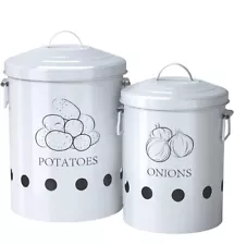 Vintage Potato Onion Kitchen Storage Canisters Jars Pots Containers 2 Pack Set