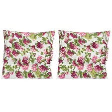 Shabby Chic Pink Hydrangea Floral Chair Cushions in White/Pink/Green, 2 Pack