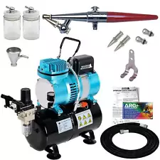 PAASCHE H-SET AIRBRUSH w/Quiet AIR COMPRESSOR with TANK