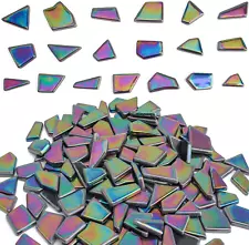 Iridescent Glass Mosaic Tiles for Crafts Bulk,200G Stained Glass Mosaic Supplies