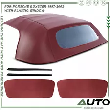 1x for Porsche Boxster 1997-2002 Burgundy Convertible Soft Top w/ Plastic Window