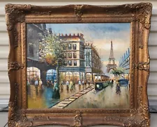 French Impressionist Framed Oil Painting Paris EIFFEL TOWER Signed Danford