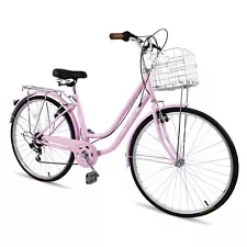 26'' Women Bike Beach Cruiser City Bicycle Shimano 7 Speed with Front Basket