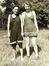 VE Photograph Two Pretty Women Wearing Old Timey Bathing Suits One Piece 1920's