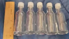 5 used empty clear glass bottles with caps 5" tall FREE SHIPPING