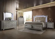 ON SALE Bedroom Suite Furniture - 5 piece Queen Set w/ LED Lighted Headboard AB9