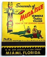 Super Colorful 1950's MUSA ISLE SEMINOLE Fl. Indian Village Souvenir Large Match