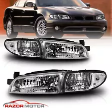 1997-2003 For Pontiac Grand Prix Headlights + Corner Signal Lights Lamps Chrome