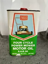 Vintage Sears Four Cycle Power Mower Motor Oil Empty Quart Can - Chicago