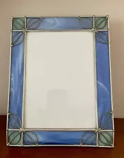 Leaded Stained Glass Art Picture FrameIn Blue And Light Green