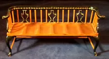 DOLLHOUSE MINIATURE BESPAQ decorative 3 PERSON BENCH OAK 1" MINT