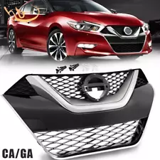 Front Bumper Black Chrome Trim Grille Grill For 2016 2017 2018 Nissan Maxima 4DR (For: 2016 Nissan Maxima SR)