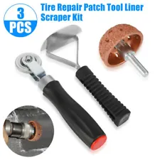 3PCS Tire Repair Patch Tool Liner Scraper Kit Grinding Head Roller For Car Truck