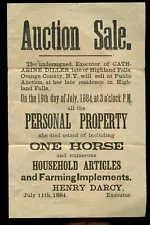 1884 AUCTION SALE CIRCULAR HIGHLAND FALLS NY ORANGE COUNTY NY