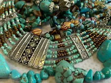 Vtg Costume Jewelry Lot Southwestern Native Style Handmade Turquoise Bead