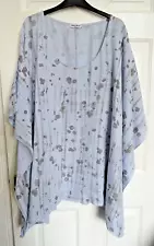 Eden Rock Italy apx size 26 28 30 + pale blue & black abstract lagenlook top