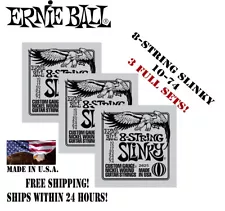 ** 3-PACK ERNIE BALL 8-STRING SLINKY 2625 ELECTRIC GUITAR STRINGS 10-74 **