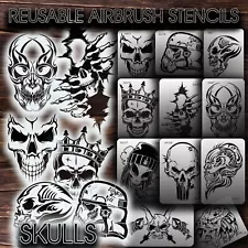 Airbrush Stencils REUSABLE SKULLS 01 New. VINYL OR MYLAR