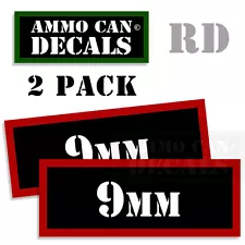 9MM Ammo Can Sticker bullet Can Box ARMY Gun safety Hunting 2 pack RD