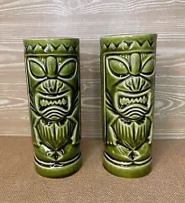 New ListingSet of 2 Vintage Orchids Of Hawaii Green Ceramic Tiki Mugs Made in Japan