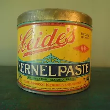 ANTIQUE CANCO LITHOGRAPH HEIDE'S KERNEL PASTE TIN CAN / GREAT GRAPHICS