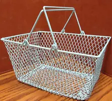 Teal Metal Wire Basket~Double Swinging Handles~10"x8"x5" Storage Organizer 290