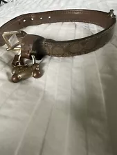 New ListingUsed COACH Dog Collar Size Small, Tan& Brown , Leather