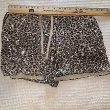 shorts women sequin material XL Tan And Black 100% Polyester lined jess lea