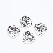 10pcs Antique Silver Hollow Peach Life Tree Pendant Craft For Jewelry Making