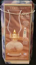 LAMPLIGHT Floral W/Gold 14" Hurricane Oil Lamp NEW IN BOX With Bonus Oil