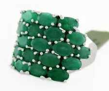 GENUINE 6.24 Cts EMERALDS RING .925 STERLING SILVER - New With Tag