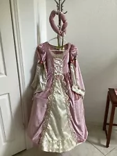 Princess Royal Pink Childs Sz 7-8 Dress Renaissance costume gown. Hooped, cape.