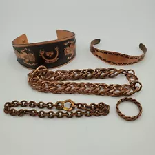 Five Copper Jewelry Items - Bracelets Ring