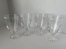 Four Anchor Hocking Boopie 5 1/2" Clear Etched Leaf Design MCM Glasses