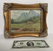 Vintage Original Miniature Oil Painting Impressionist Landscape -Signed, 1937