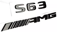 #2 BLACK S63 + AMG REPLACEMENT FOR MERCEDES REAR TRUNK EMBLEM BADGE DECAL LID (For: More than one vehicle)